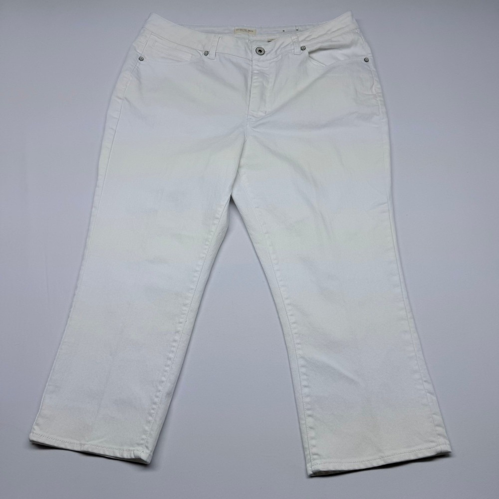 Coldwater Creek White Straight Leg Denim Jeans Size 16 Stretchโ Cotton Blend